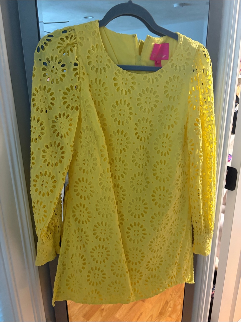 Lilly Pulitzer Yellow Eyelet Long-Sleeve Dress